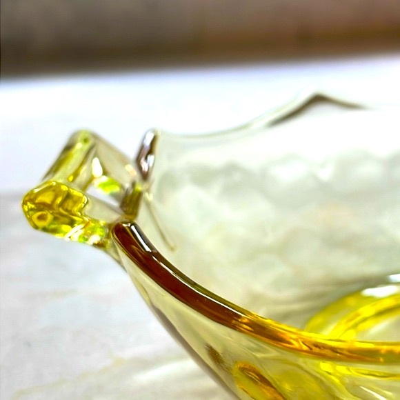 Vintage Sahara Yellow Bowl Heisey Glass Co. Yeoman Optic Double Handled Pristine - Picture 3 of 8